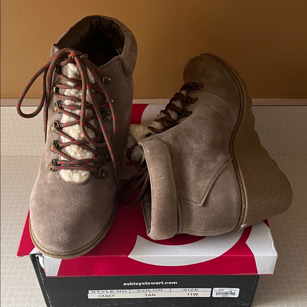 Ashley Stewart Brown Lace-Up Boots